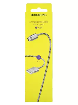 Дата-кабель Borofone BX24 Ring, USB - Type-C, 3A, серый (03422)