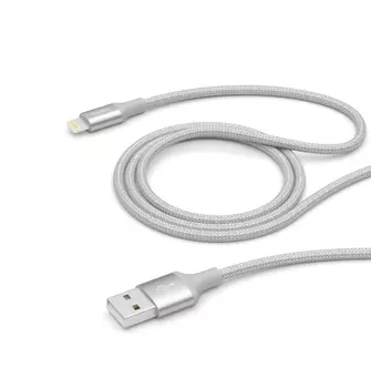 Дата-кабель Deppa USB - 8-pin для Apple, алюминий/нейлон, MFI, 1.2м, серебро 72187