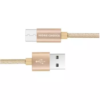 Дата-кабель More choice USB 2.0A для micro USB K11m нейлон 1м (Gold)