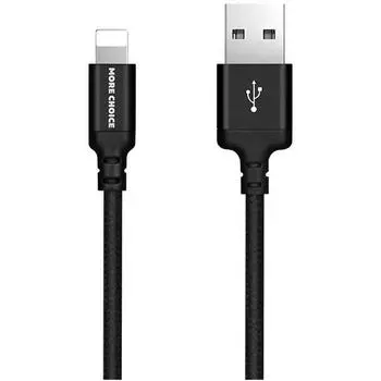 Дата-кабель More choice USB 2.1A для Lightning 8-pin K12i нейлон 1м (Black)