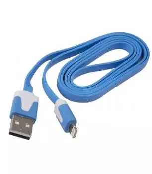 Дата-кабель Плоский Red Line USB - 8 - pin для Apple (lite), синий УТ000010099