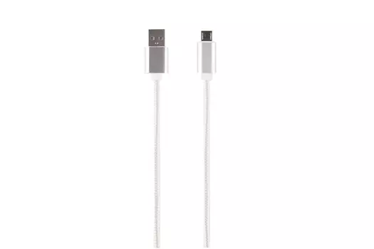 Дата-кабель Red Line USB – micro USB, 2.4А, нейлон. оплетка, белый (мягкий футляр) УТ000020243