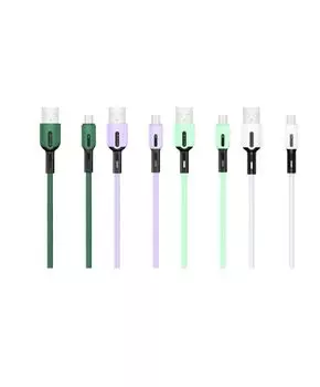 Дата-Кабель USAMS-SJ432 USB - micro USB с индикатором (1 м) силиконовый, ассортимент