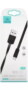Дата-Кабель USAMS-U2 USB - micro USB, плоский, черный (SJ201MIC01)