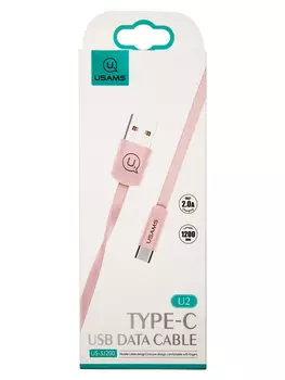 Дата-Кабель USAMS-U2 USB - Type-C, плоский, розовый (SJ200TC05)