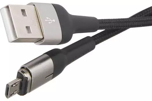 Дата-Кабель USAMS US-SJ328 U28 USB – Micro USB, 3A (1 м) с индикатором, магнитный, нейлоновая оплетка, серый (SJ328USB03)