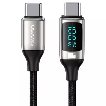 Дата-Кабель USAMS US-SJ558 U78 Type-C - Type-C, PD 100W Fast Charging, 2m, черный (SJ558USB01)