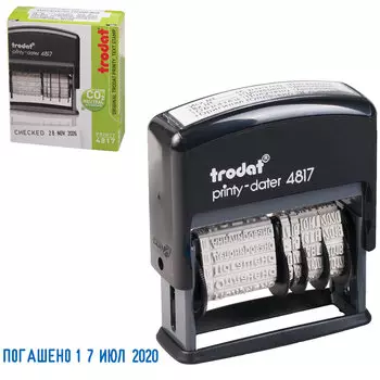 Датер-мини месяц буквами, 12 бухгалтерских терминов, оттиск 45х3,8 мм, синий, TRODAT 4817, корпус черный, 80701