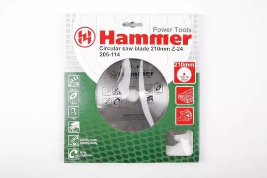 Диск пильный Hammer Flex 205-114 CSB WD 210мм*24*20/16мм по дереву