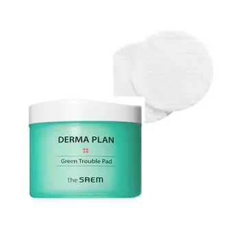 Диски-пилинг для чувствительной кожи The Saem Derma Plan Green Trouble Pad