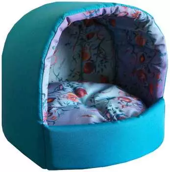 Дом для кошек эстрада "Дикие травы" мебельная ткань №3 48*43*43 см бирюзовый 721132