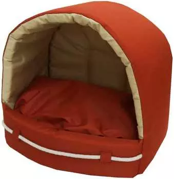 Дом для кошек эстрада "Морская" оксфорд водоотталкивающая ткань №1 35*31*31 см красный/бежевый 76391