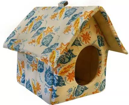Дом для кошек изба на молнии "Ривьера" поплин №1 33*33*40 см бежевый 760516