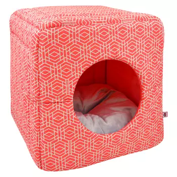 Дом для кошек куб-трансформер "Геометрия" бязь №2 50*50*48 см коралловый 761427