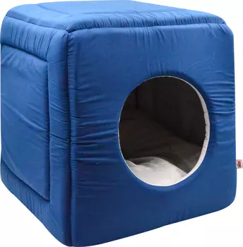 Дом для кошек куб-трансформер поплин №1 42*42*40 см темно-синий 766512