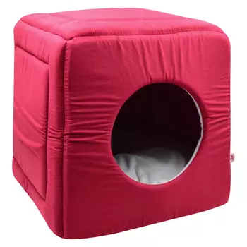 Дом для кошек куб-трансформер поплин №2 50*50*48 см бордо 766521