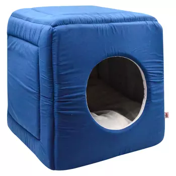 Дом для кошек куб-трансформер поплин №2 50*50*48 см темно-синий 766522