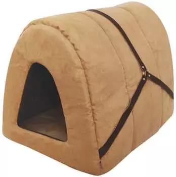 Дом для кошек туннель "Дерби" иск.замша, иск.кожа №2 50*42*35 см бежевый 76512