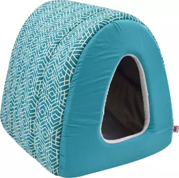 Дом для кошек туннель "Геометрия" бязь+плюш №1 34*40*34 см морская волна 761018