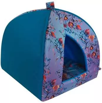 Дом для кошек вигвам "Дикие травы" мебельная ткань №2 46*46*42 см бирюзовый 721022