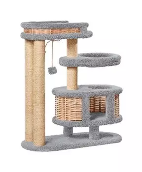 Домик для кошек Брунетка ковролин, серый