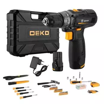 Дрель-шуруповерт аккумуляторная Deko GCD12DU3 2x12V Li-Ion + набор 104 предмета 063-4133