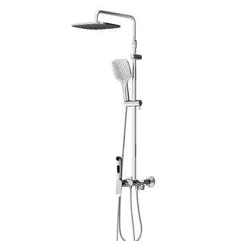 Душевая система со смесителем-полкой Damixa Apollo DX220920000: верхний душ 230*230мм, ручной душ 120мм, 3