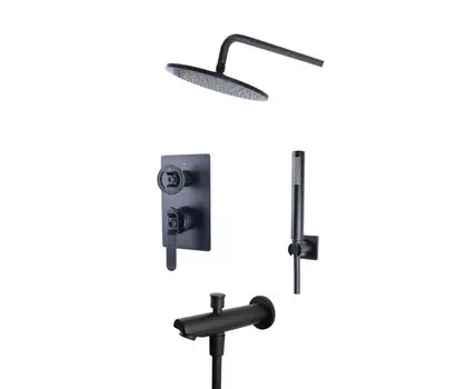 Душевой комплект Bronze de Luxe 1760'S LOFT встраиваемый матовый черный (6630SB)