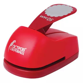 Дырокол фигурный Круг с волнистым краем, диаметр вырезной фигуры 50 мм, ОСТРОВ СОКРОВИЩ, 227170