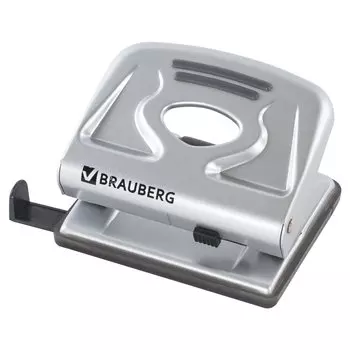 Дырокол металлический BRAUBERG Metallic, до 20 листов, серебристый, 224339