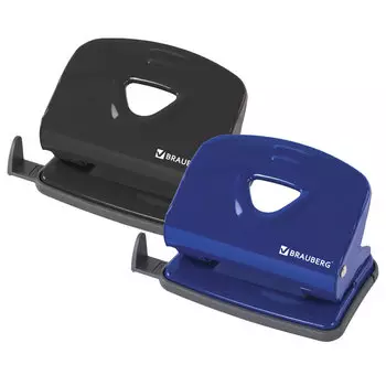 Дырокол металлический BRAUBERG Universal+, до 20 листов, ассорти (синий/черный), 222525