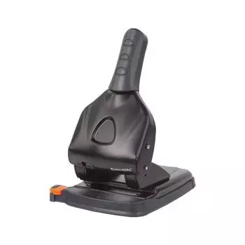 Дырокол металлический МОЩНЫЙ BRAUBERG Heavy duty до 65 листов, эргономичный, черный