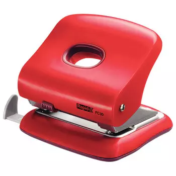 Дырокол RAPID (Швеция) FC30, пластиковый, средний, на 30 листов, красный, 23639403