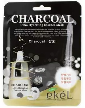 [EKEL] Маска тканевая с экстрактом древесного угля, CHARCOAL Ultra Hydrating