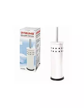 Ерш для унитаза ЛАЙМА, с подставкой, металл, белый, глянцевый, 604962