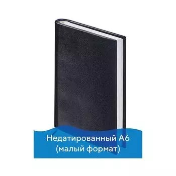 Ежедневник BRAUBERG недатированный, А6, 100х150 мм, Select, под зернистую кожу, 160 л., черный, 123480