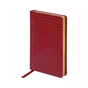 Ежедневник BRAUBERG полудатированный, А5, 148х218 мм, Alligator, под крокодиловую кожу, 192 л., красный, кремовый бл., зол. срез, 124987
