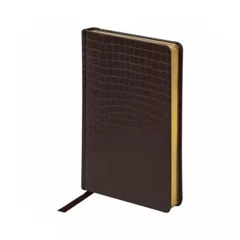 Ежедневник BRAUBERG полудатированный, А5, 148х218 мм, Alligator, под крокодиловую кожу, 192 л., темно-кор., крем. бл., зол. срез, 124986