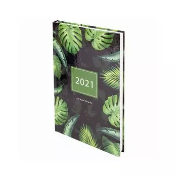 Ежедневник датированный 2021 А5 (145х215 мм), ламинированная обложка, STAFF, "Тропики", 111823