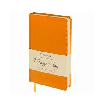 Ежедневник недатированный А5 (138х213 мм) BRAUBERG "Imperial", 160 л., кожзам, оранжевый, 111856