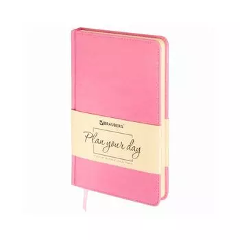 Ежедневник недатированный А5 (138х213 мм) BRAUBERG "Imperial", 160 л., кожзам, розовый, 111859