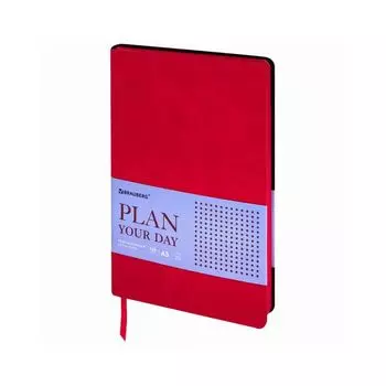 Ежедневник недатированный А5 (138х213 мм) BRAUBERG "Stylish", гибкий, 160 л., кожзам, красный, 111865
