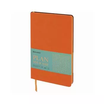 Ежедневник недатированный А5 (138х213 мм) BRAUBERG "Stylish", гибкий, 160 л., кожзам, оранжевый, 111864