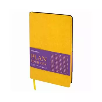 Ежедневник недатированный А5 (138х213 мм) BRAUBERG "Stylish", гибкий, 160 л., кожзам, желтый, 111863