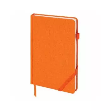 Ежедневник недатированный А5 (138x213 мм) BRAUBERG "Finest", 136 л., кожзам, резинка, оранжевый, 111873