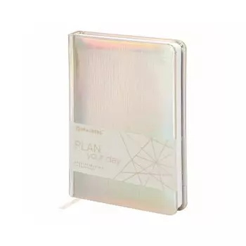 Ежедневник недатированный А5 (138x213 мм), BRAUBERG "Holiday", 136 л., кожзам, серебристый, 111867