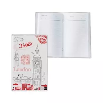 Ежедневник недатированный, А6, 101х160 мм, 50 л., с шариковой ручкой, прозрачная обложка ПВХ, Лондон, ДПС, 2528-1