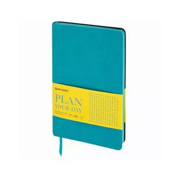 Ежедневник недатированный А5 (138х213 мм) BRAUBERG "Stylish", гибкий, 160 л., кожзам, бирюзовый, 111862