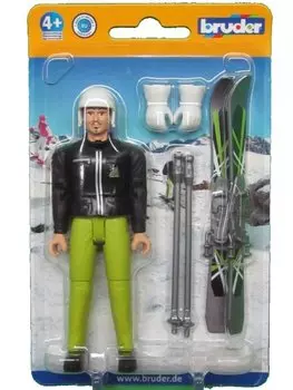 Фигурка Bruder лыжника с аксессуарами