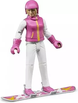 Фигурка Bruder сноубордистки с аксессуарами